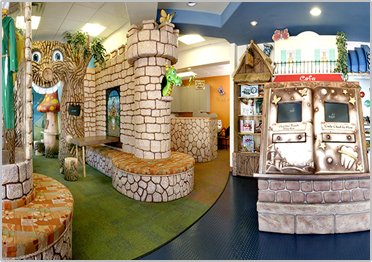 The Super Dentist Office Showing Kids Waiting Room & Play Area