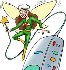 Cartoon Tooth Fairy holding Magic Wand - The Super Dentists