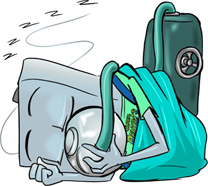 Cartoon Dental Floss Character Asleep showing Pediatric Dental Sedation