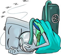 Cartoon Dental Floss Character Asleep showing Pediatric Dental Sedation