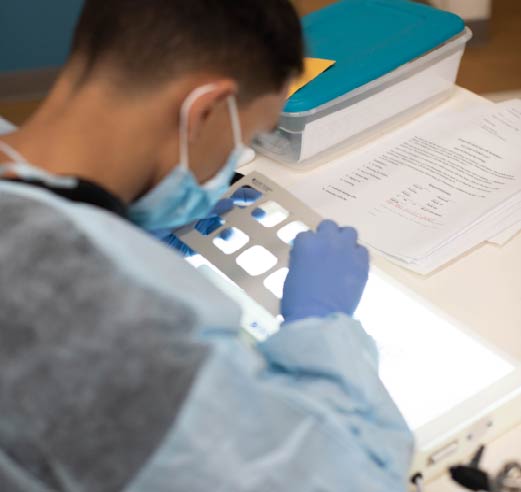 Over the Shoulder View of Dentist Working in Lab - The Super Dentists