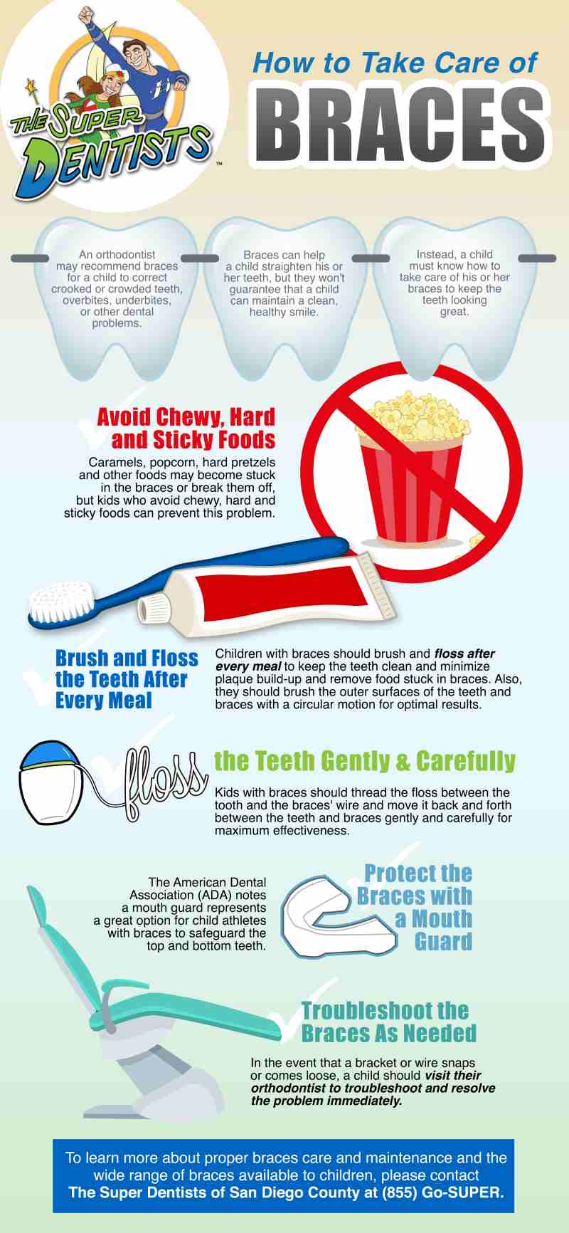 Infogrpahic About Caring for Braces: Foods to Avoid and Tips for Brushing & Flossing - TSD