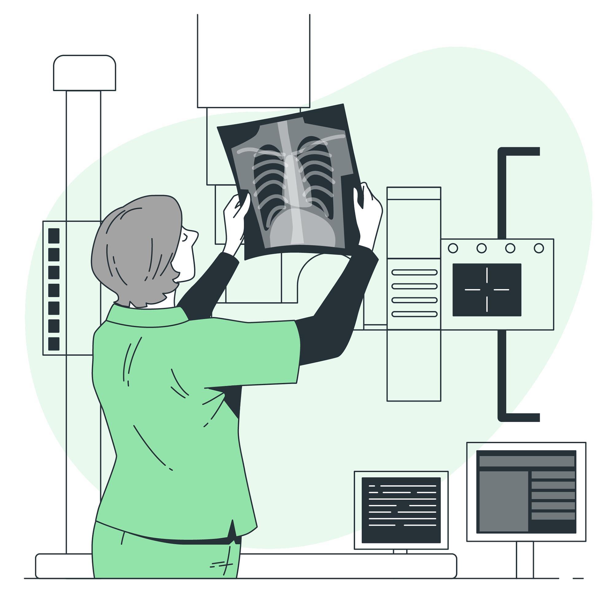 Graphic of Dental Assistant Looking at Xrays - The Super Dentists