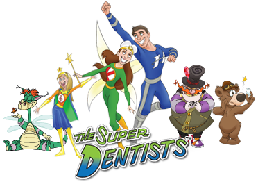 The Super Dentists Cartoon Logo of Team