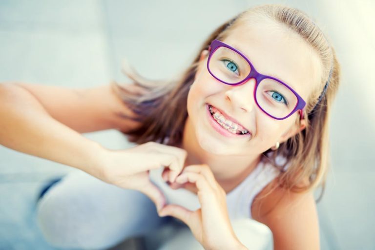 Happy girl with braces