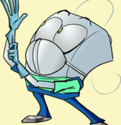 Cartoon Dental Floss Character Wearing Gloves representing Sterilization - The Super Dentists