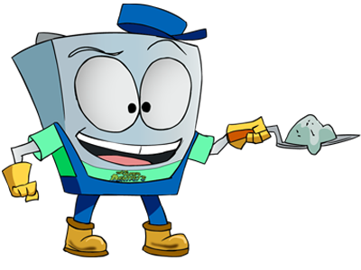 Cartoon Dental Floss Character showing Teeth Bonding Services - The Super Dentists