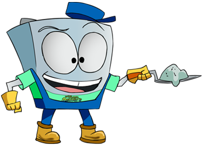 Cartoon Dental Floss Character showing Teeth Bonding Services - The Super Dentists