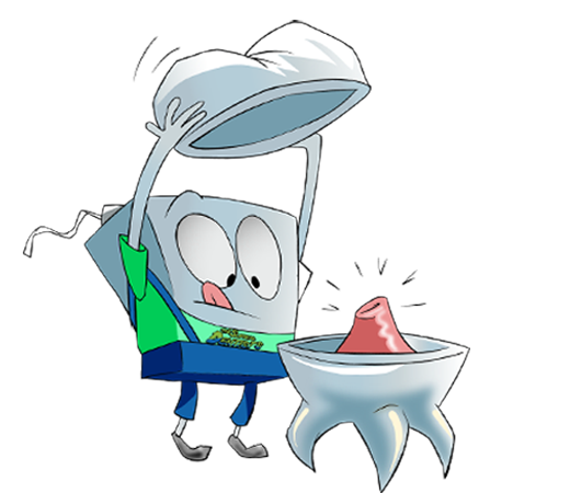 Cartoon Tooth Character Holding Crown of Tooth, Exposing Nerve - The Super Dentists