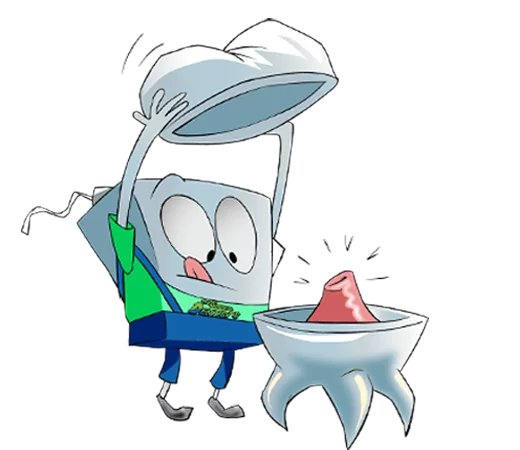 Cartoon Tooth Character Holding Crown of Tooth, Exposing Nerve - The Super Dentists