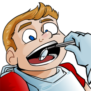 Graphic of Boy in Chair Getting Dental Exam - The Super Dentists